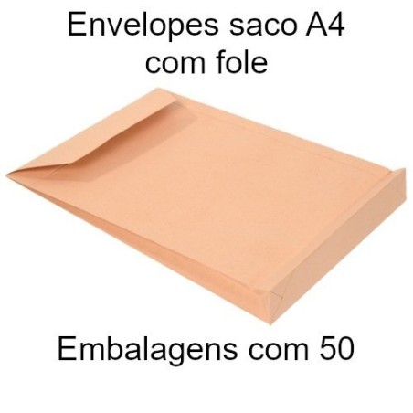 Envelopes A4 com fole kraft