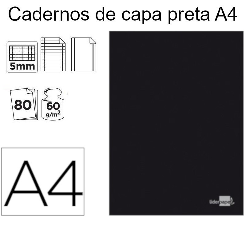 Cadernos de capa preta A4