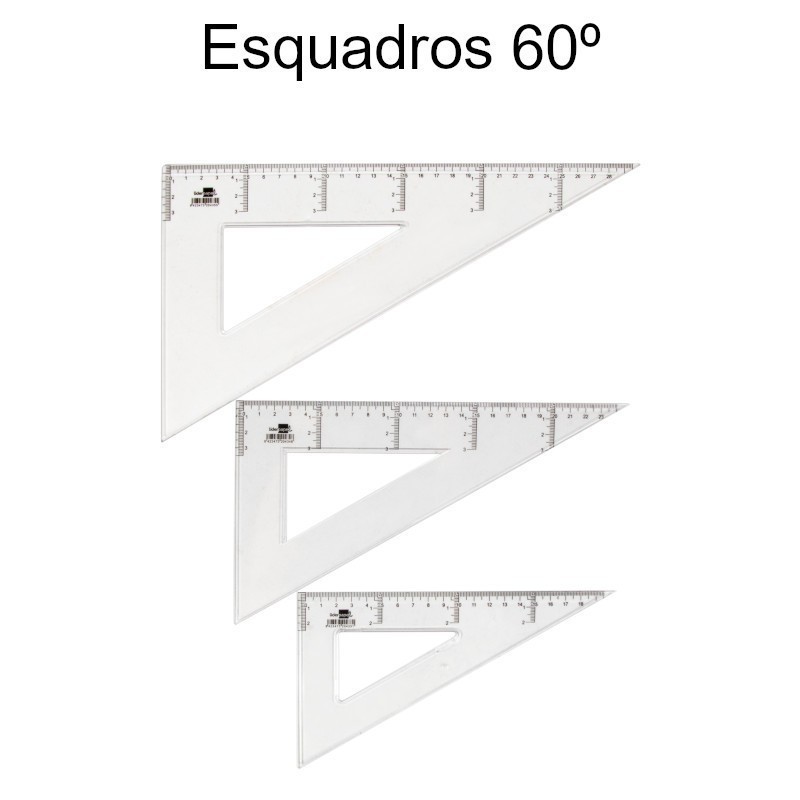 Esquadros 60º em plástico cristal