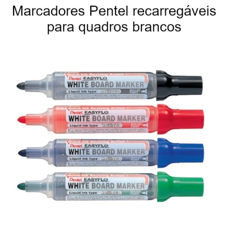 Marcadores Pentel Easyflo  recarregáveis para quadros brancos