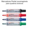 Marcadores Pentel Easyflo  recarregáveis para quadros brancos
