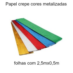 Papel crepe 50x250cm - cores metalizadas
