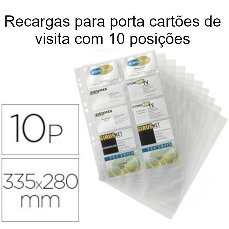 Recargas para porta cartões de visita com 10 posições