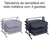 Tabuleiros de secretária em rede metálica com 3 gavetas