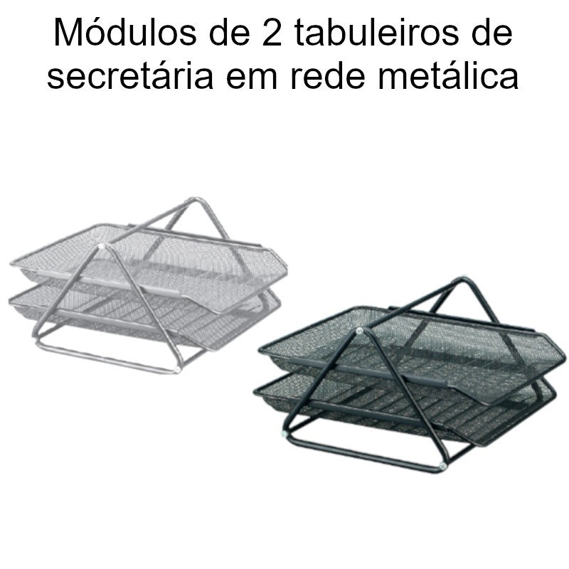 Módulos de 2 tabuleiros de secretária em rede metálica