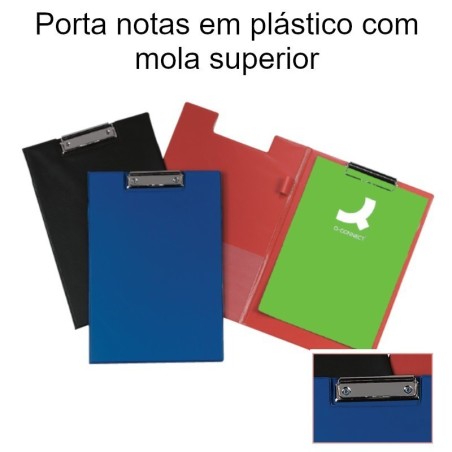 Porta notas em plástico com mola superior