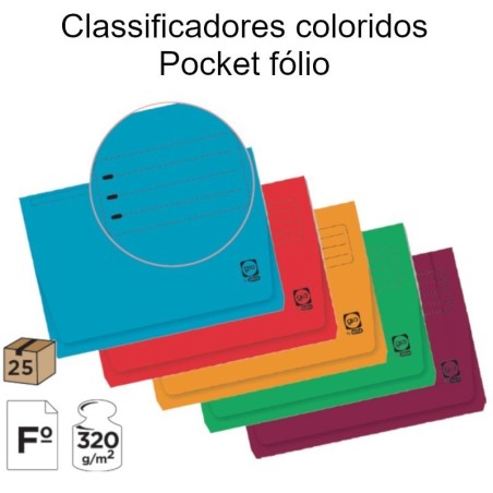 Classificadores coloridos Pocket fólio