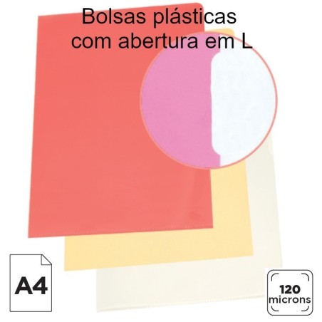 Bolsas plásticas com abertura em L