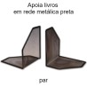 Apoia livros em rede metálica preta
