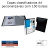 Capas classificadoras A4 personalizáveis com 100 bolsas
