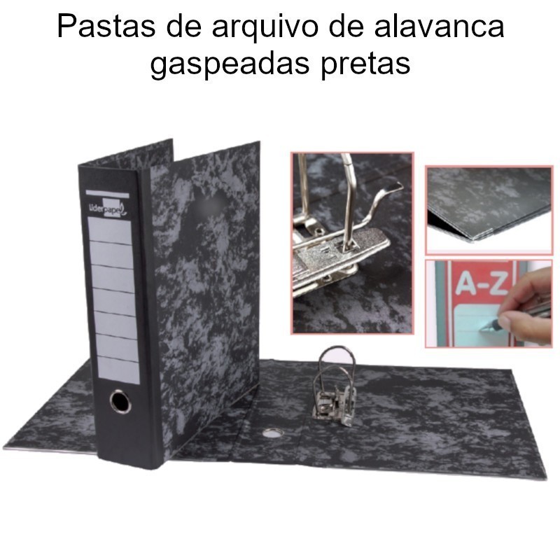 Pastas de arquivo de alavanca gaspeadas pretas