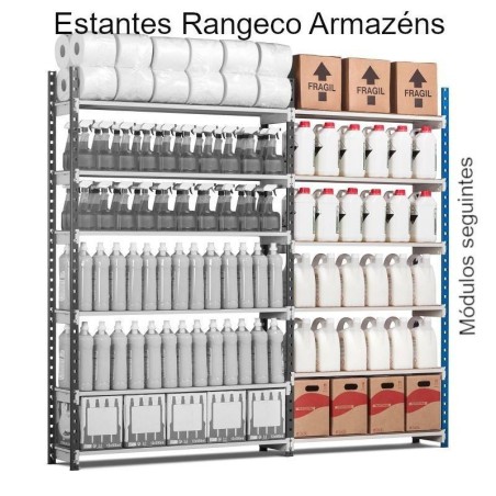 Estantes Rangeco Armazéns acesso simples módulos seguintes