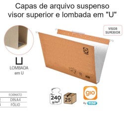 Capas de arquivo suspenso visor superior e lombada em U