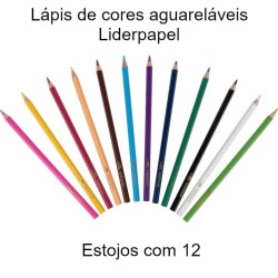 Lápis de cores aguareláveis com 12
