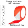Fitas de sinalização vermelhas e brancas não adesivas