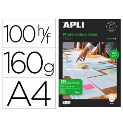Papel Fotográfico Laser Glossy A4 160g Dupla Face APLI – Pack 100 Folhas