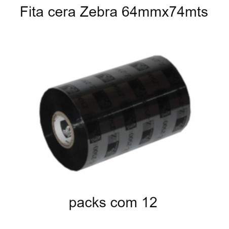 Fita cera Zebra 64mmx74mts
