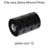 Fita cera Zebra 64mmx74mts