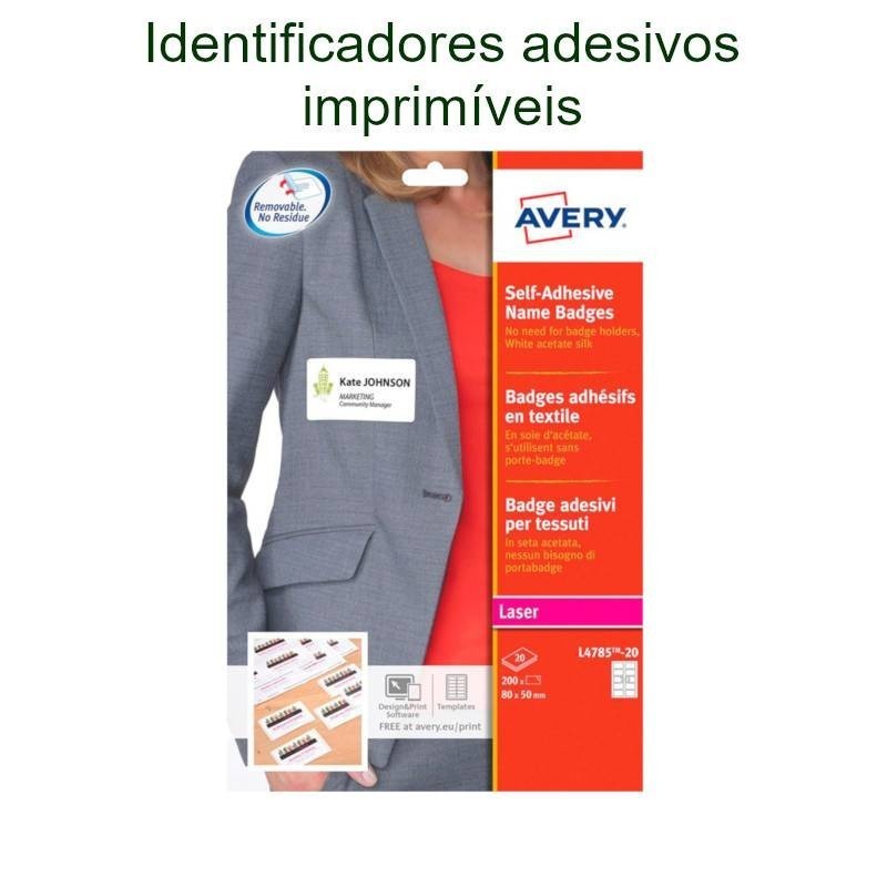 Etiquetas crachás adesivas removíveis 80x50mm
