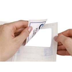 Etiquetas crachás adesivas removíveis 80x50mm