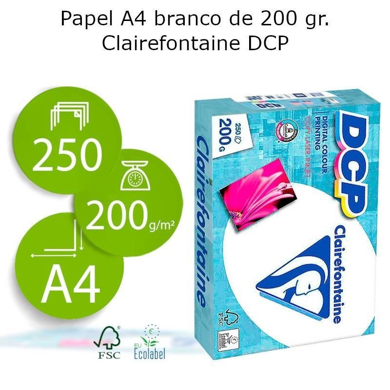 Papel A4 branco acetinado 200gr Clairefontaine 250 fls