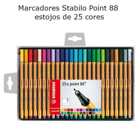 Marcadores Stabilo Point 88 estojos de 25 cores