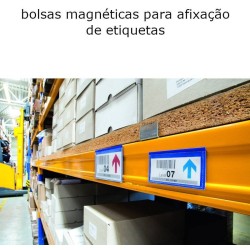 Bolsas magnéticas fundo azul e frente transparente