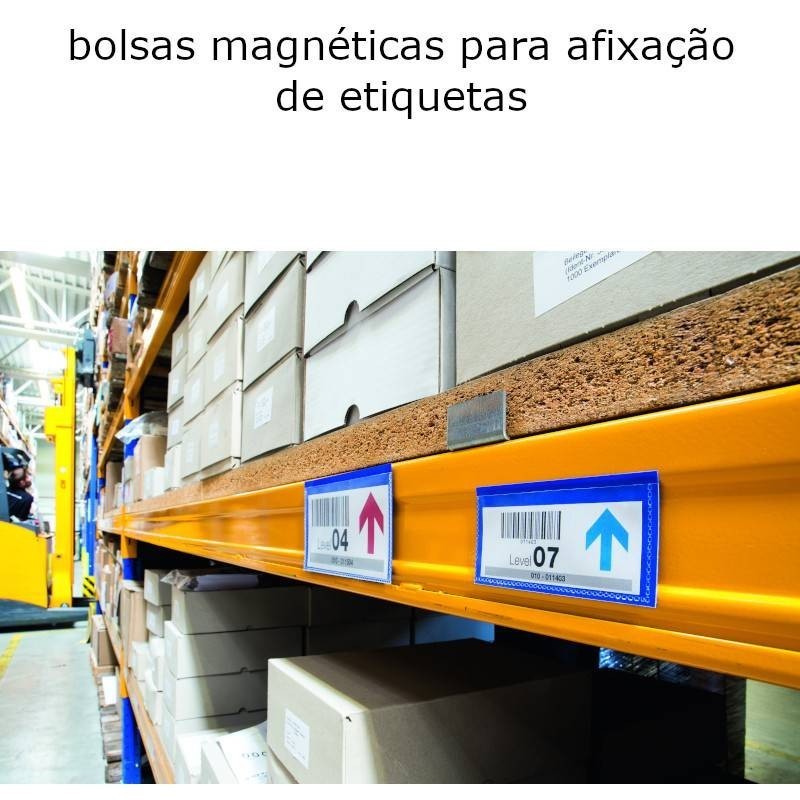 Bolsas magnéticas fundo azul e frente transparente