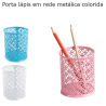 Porta lápis em rede metálica de círculos