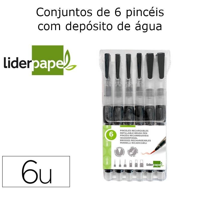 Conjunto de 6 pincéis com depósito de água