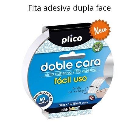 Fita adesiva dupla face fácil uso 50m x 12/18mm