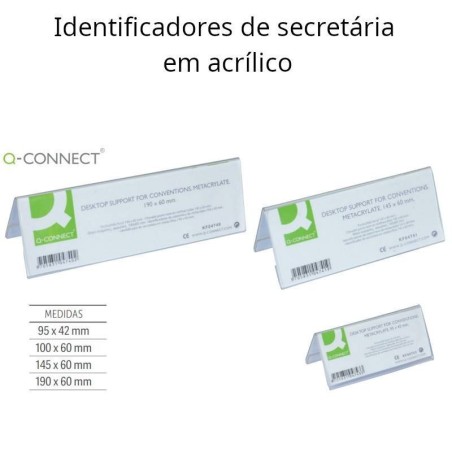 Identificadores de secretária em acrílico
