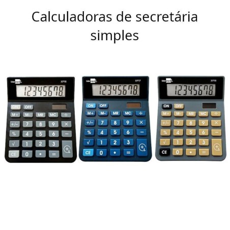 Calculadoras de secretaria XF1x de 8 digitos solar e pilhas
