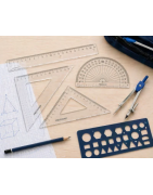 Réguas, esquadros, transferidores e escantilhões