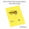 Blocos Post-It 662 amarelos quadriculados 102x152mm