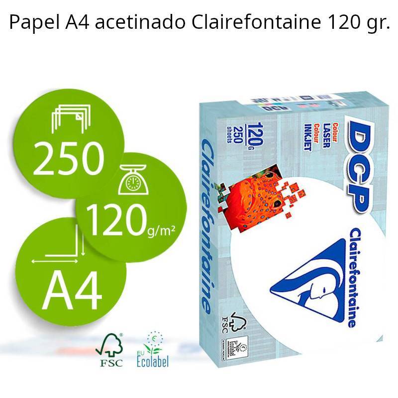 Papel A4 branco acetinado 120gr Clairefontaine 250 fls.