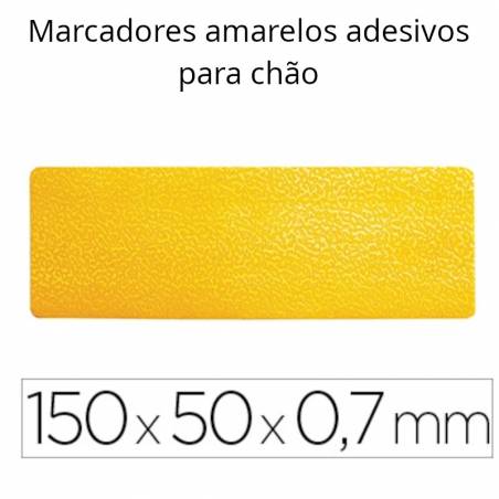 Marcadores retangulares amarelos adesivos para chão