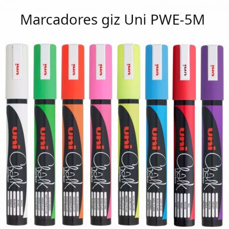 Marcadores giz coloridos Uni PWE-5M