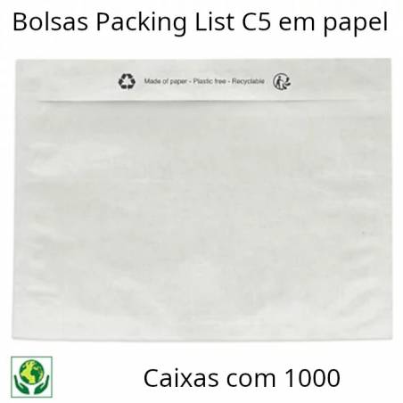 Bolsas adesivas Packing List C5 em papel