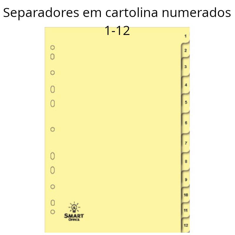 Separadores de cartolina numerados 1 a 12