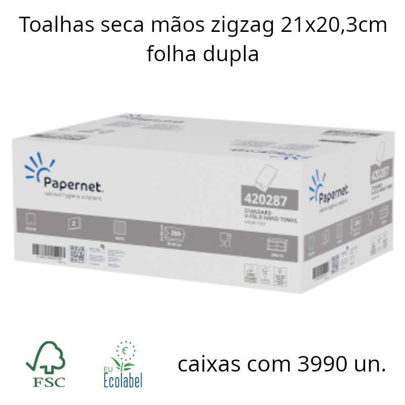 Toalhas de mão ZigZag 21x20,3mm Papernet pasta