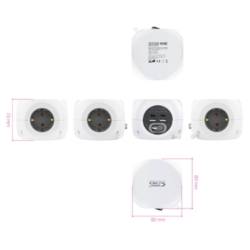 Extensão multiconexões com 3x Tomadas 2x USB-A e 2x USB-C