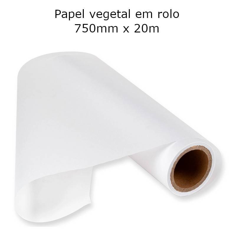 Rolos de papel vegetal 90g/m² - 750mm x 20m