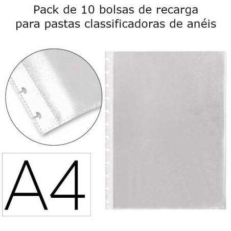 Recargas para capas catálogo de anéis A4 Recargas para capas catálogo de anéis A4