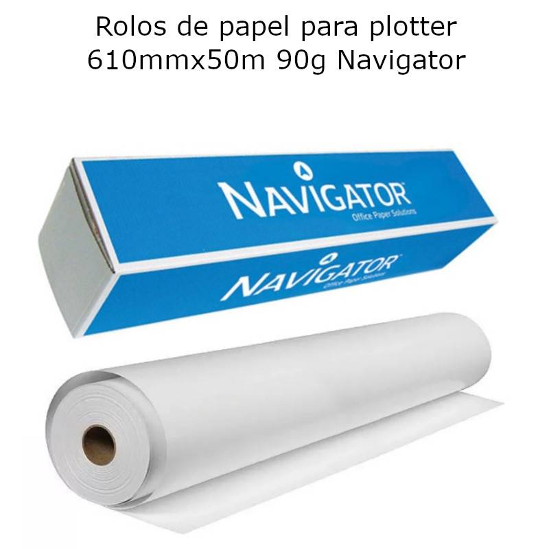 Rolos de papel para plotter 610mmx50m 90g Navigator