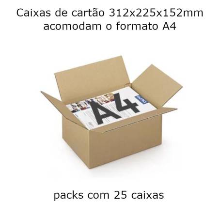 Caixas de cartão 312x225x152mm para formato A4 Caixas de cartão 312x225x152mm para formato A4