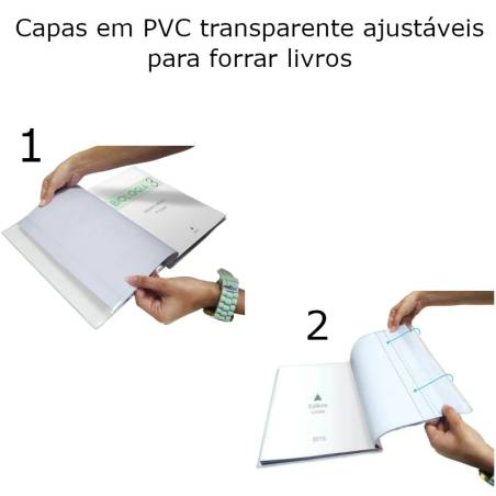 Capas plásticas em PVC para forrar livros ajustáveis em largura Capas plásticas em PVC para forrar livros ajustáveis em largura