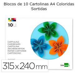 Bloco de 10 Cartolinas A4 Coloridas Sortidas