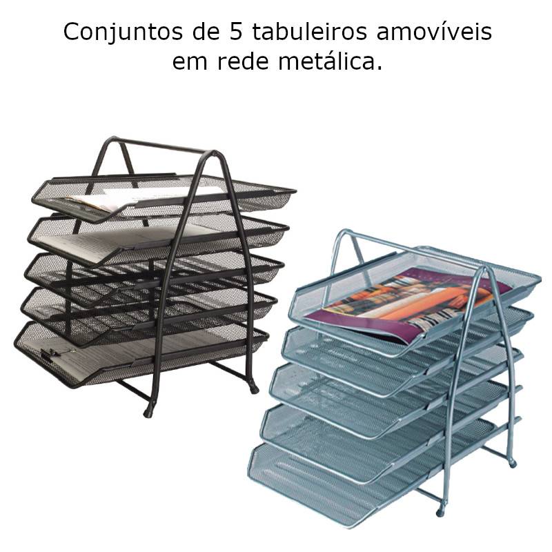 Conjuntos de 5 tabuleiros em rede metálica