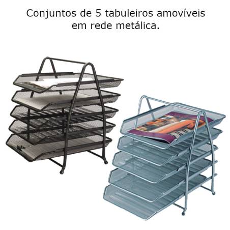 Conjuntos de 5 tabuleiros em rede metálica